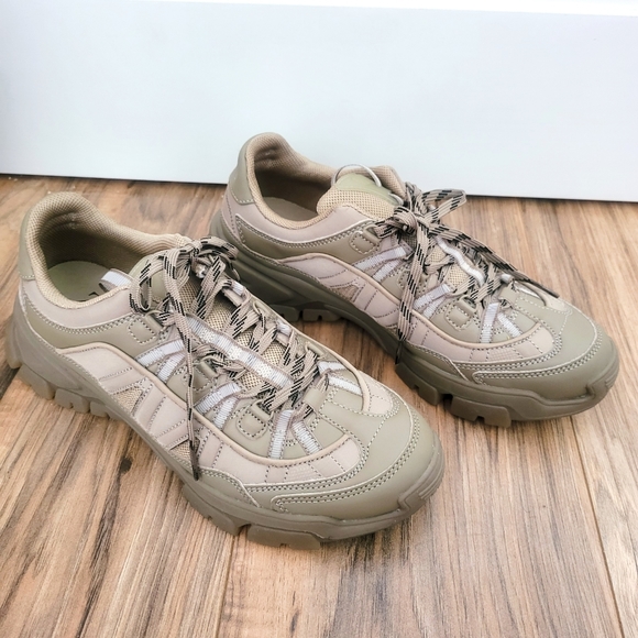 ZARA KHAKI GREEN HIKING BOOT STYLE SNEAKERS LACE UP USA 9 EU 40 BRAND NEW - Picture 8 of 14